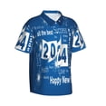 thumbnail image 2 of Bixox Men's Hawaiian Shirts Men's Happy New Year 2024 Print Short-Sleeve Shirt-Small, 2 of 8