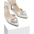 thumbnail image 4 of Women's Rhinestone Heart Stiletto Heels Satin Evening Pumps with Buckle Strap, 4 of 7