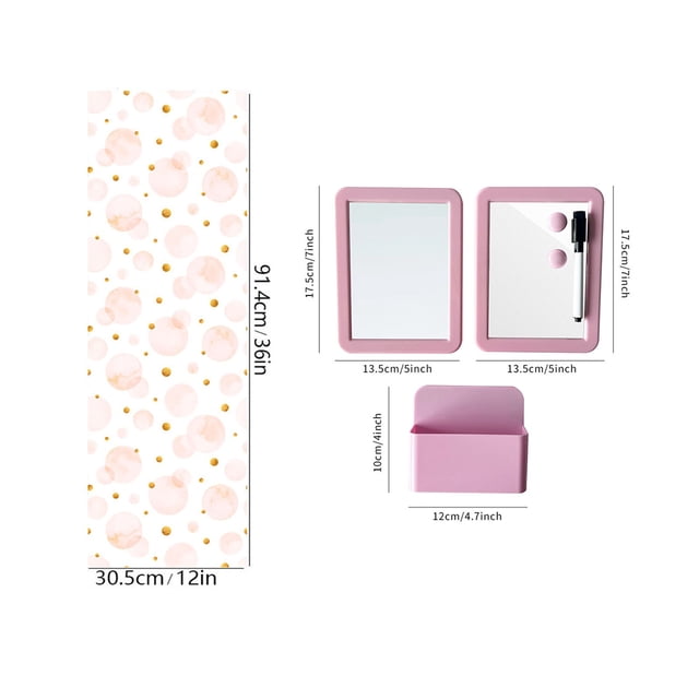 PEONAVET Student Locker Decorations Setss Locker Decoration Kit Including Magnetic Locker Wallpaper Magnetic Mirror Magnetic Whiteboard with Marker Pen and Nails Pen Container