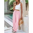 thumbnail image 6 of Women's Elastic Waist Wide Leg Light Weight Woman Palazzo Pants for Casual Lounge Pink L, 6 of 9