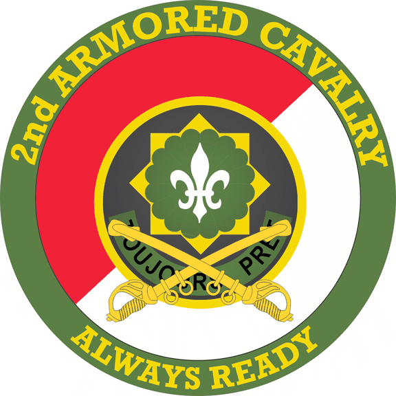 3.8 Inch 2nd Armored Cavalry with Sabres Decal