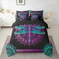thumbnail image 2 of Manfei Hippie Dragon Twin Bedding Sets, Bohemian Mandala Bedding Comforter Set, Black Cyan Purple Aesthetic Sheet Sets, Breathable Home Decor Reversible 7 Pieces, 2 of 8