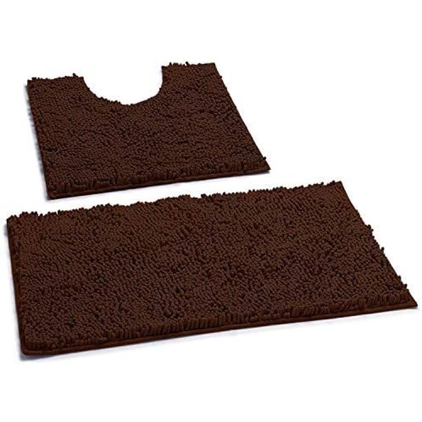 Alfombras de Baño Luxurux Sin Resbalón Súper Suave Chenille de Baña de Baño de Lujo Juego de Contono, Alfombra de Ducha de Lujo Suave +Tocador. LuxUrux tapetes para baño