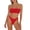 Red, variant on QURATI Swimwear Ruched Two Piece Bikini: High Waisted Thong Style Vacation Swimwear Set Black L