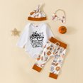 thumbnail image 3 of Okbabeha My First Halloween Baby Boy Girl Outfits Newborn Infant Cutest Pumpkin Romper Oneise Pants Hat Halloween Clothes Set, 3 of 7