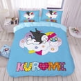 thumbnail image 3 of Conjunto de cuatro piezas de algodón puro de dibujos animados de anime Sanrio Kuromi para niñas, juego de sábanas de algodón puro para dormitorio individual, funda de edredón, juego de tres piezas, 3 of 5