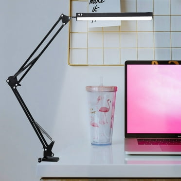 GLUAAE Dimmable LED Desk Lamp with Clamp - Eye-Caring Swing Arm Lamp - 3 Color Modes, 10 Brightness Levels - Memory Function-Black
