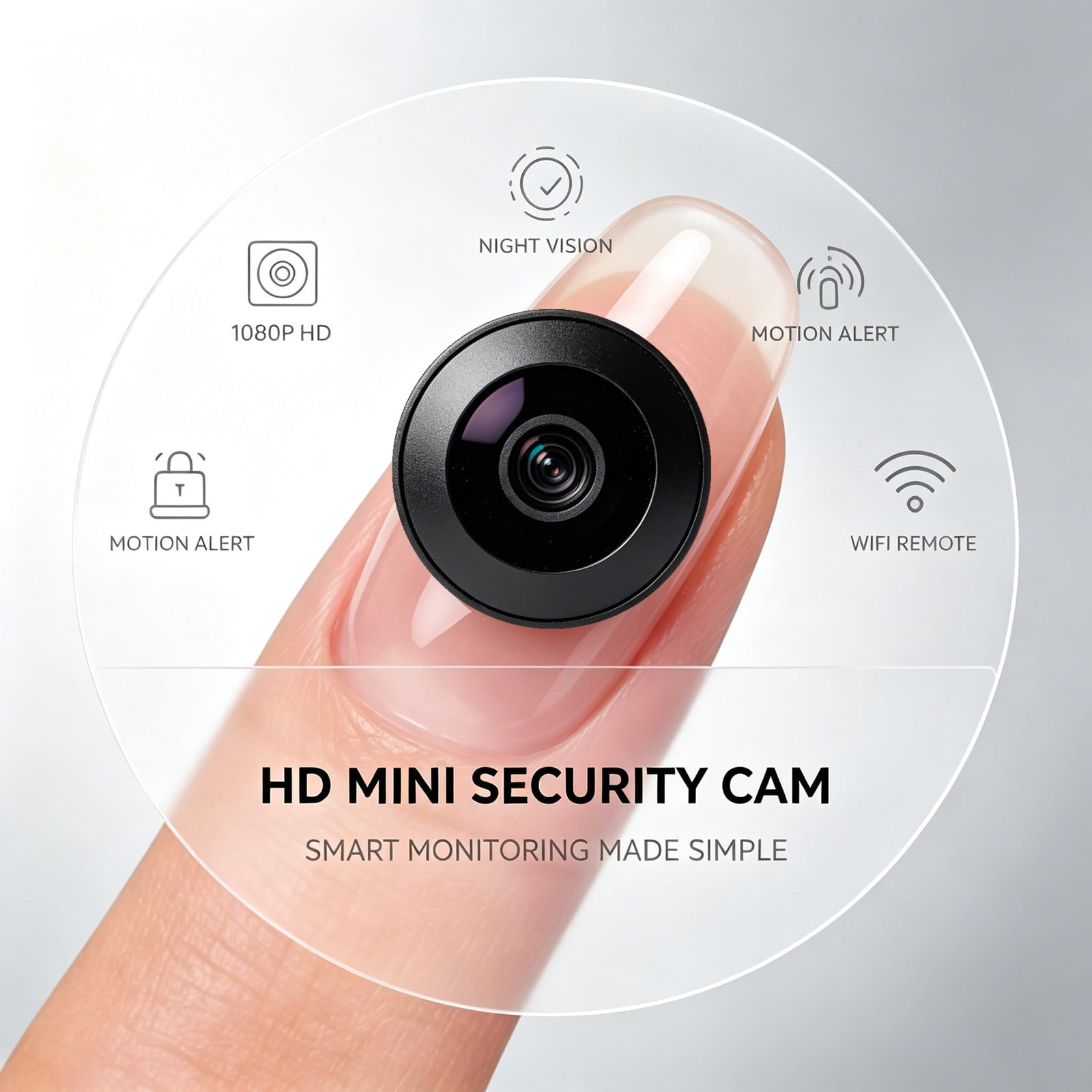 B9Mini Wireless Security Camera, 360° Wide Angle WiFi Indoor Surveillance Cam with Night Vision, Remote Live View, Local & Cloud Storage, Scheduled Recording for Home Pet Office Monitoring