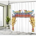 thumbnail image 5 of Ambesonne Dragon Shower Curtain, Eastern Building and Dragon, 69"Wx84"L, Yellow Blue and Red, 5 of 5