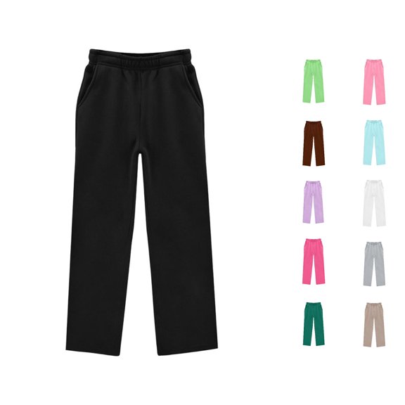 REDARER Girls Straight Leg Sweatpants Elastic Waist Side Pockets Soft Stretch Casual Daily School Trousers,5-6 Years