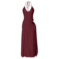 thumbnail image 7 of Laqbezok Sexy Bodysuit and Skirt 2 Piece Set for Women, Backless Halter V-Neck Top & High Slit Maxi Skirt Summer Outfit, Casual Beach Party Clubwear, Solid Color Vacation Dress, 7 of 7