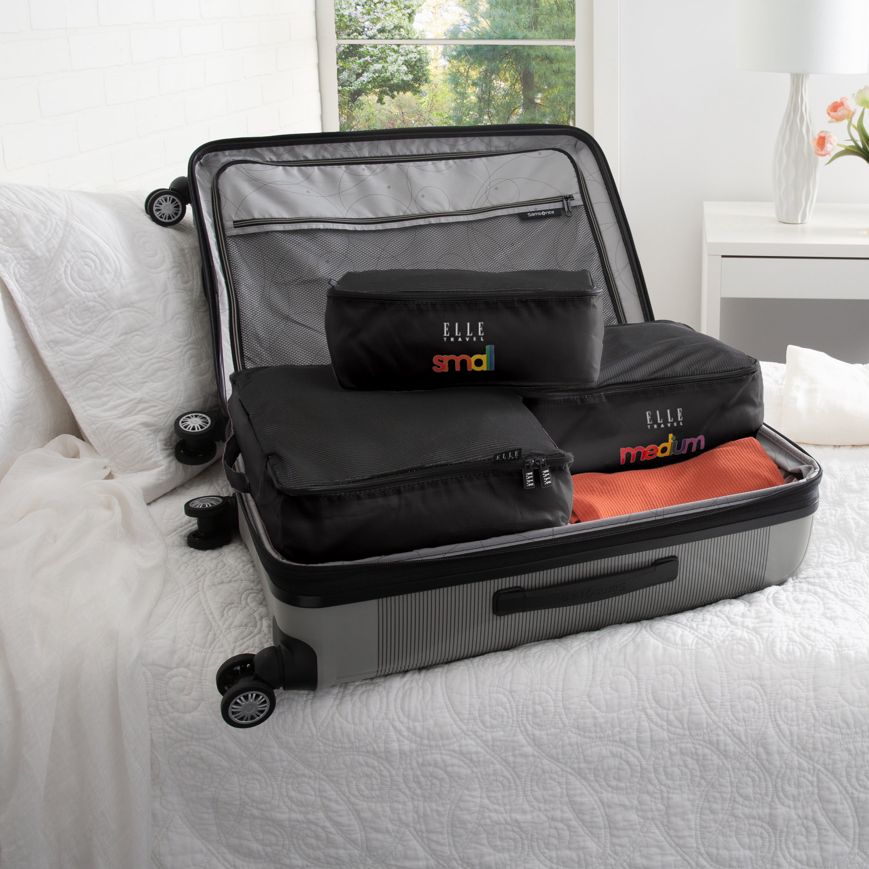 Hermes Travelsilk PM & GM Travel Packing Cube Set Noir Silk