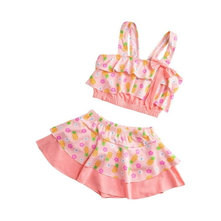 

Toddler Swimsuit Girl Two Piece Rainbow Print Bikini Swimwear Bathing Suits For Teens Girls Size XXXL