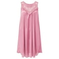 thumbnail image 5 of Women Casual Solid Color Sleep Dress Nightgown Nightdress Sleeveless Round Neck Lace Splice Pullover Loose Nightwear Sleepwear Night-clothes Pajamas Nighty, 5 of 6