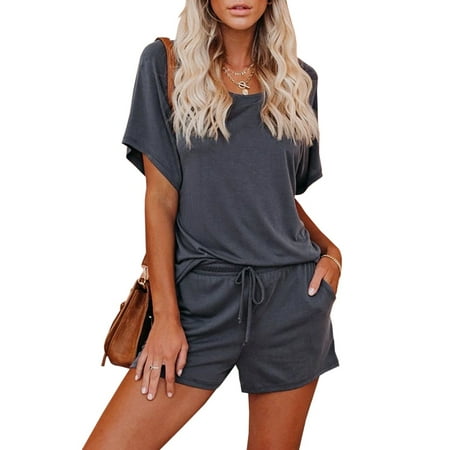 

SySea Female Short Sleeve Sport Set Drawstring Shorts Pajamas Set