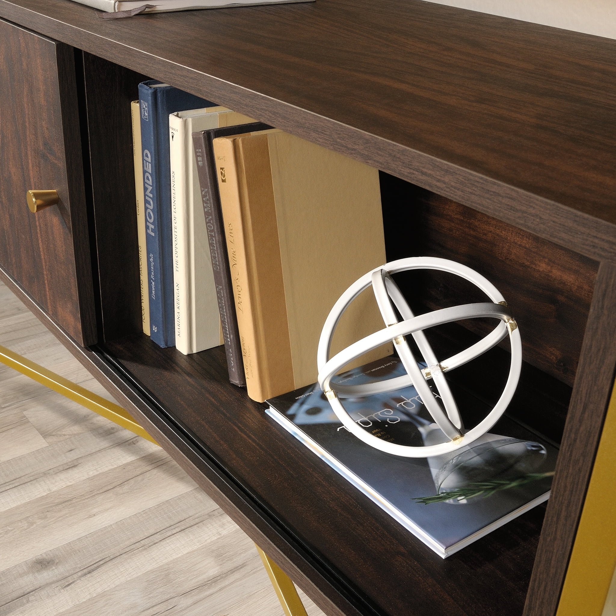 Sauder Curiod Accent Storage, Rich Walnut Finish