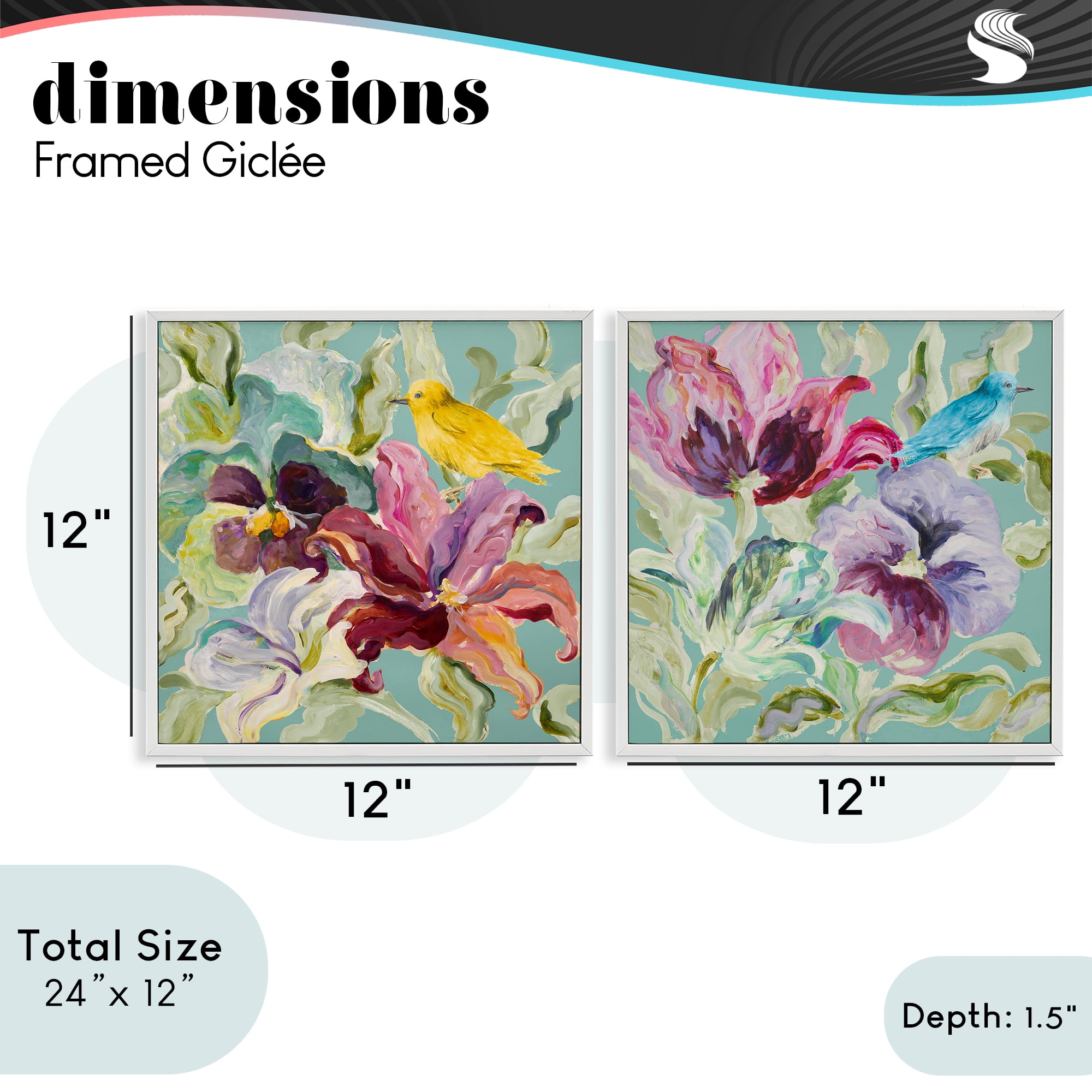 Stupell Industries Lyrical Garden Canaries 2 Piece White Framed Giclee Art Set, design by Lanie Loreth