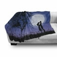 thumbnail image 3 of Night Soft Flannel Fleece Throw Blanket, Romantic Composition with Full Moon Sky Tree Man and Woman in Love Hugging, Cozy Plush for Indoor and Outdoor Use, 70" x 90", Black Blue White, by Ambesonne, 3 of 6