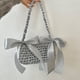 thumbnail image 4 of Bolso de mano para mujer con hebilla magnética bolso de punto de ganchillo con nudo de lazo para la fecha de compras, 4 of 7