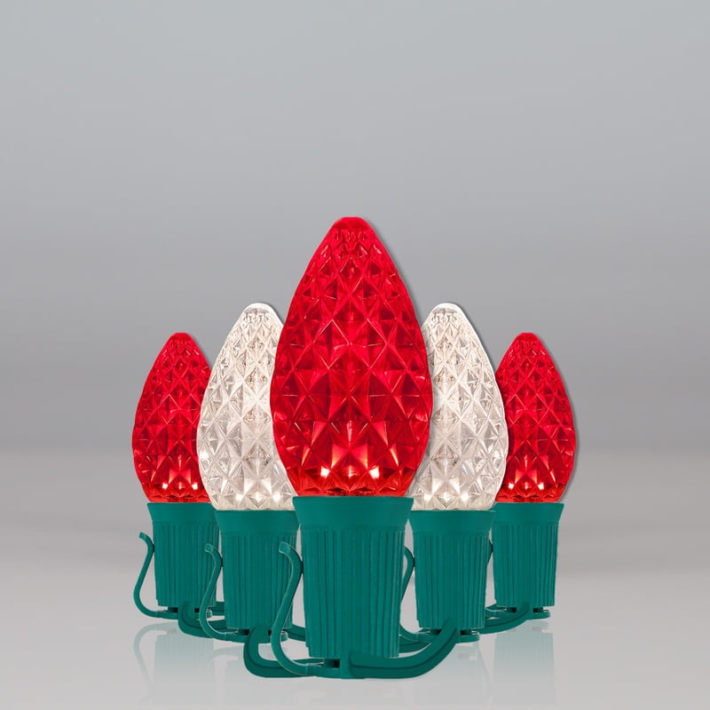 OptiCore C7 Red and White Christmas Lights Warm White, LED String