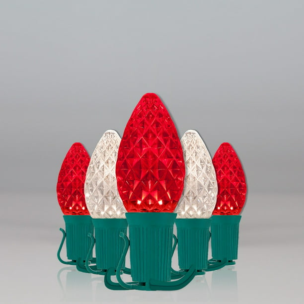 Faceted Red & White Christmas Lights promotional