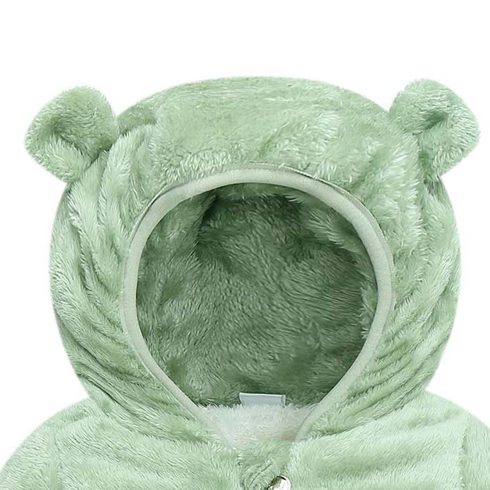 Tagold Boys and Girls Winter Cotton Coats Outerwear Jackets Baby Kids Fleece Hoodie Tops Fall Winter Hooded Jacket Solid Coat Gifts for Kids on Clearance Green 6-12 Months - image 5 of 5