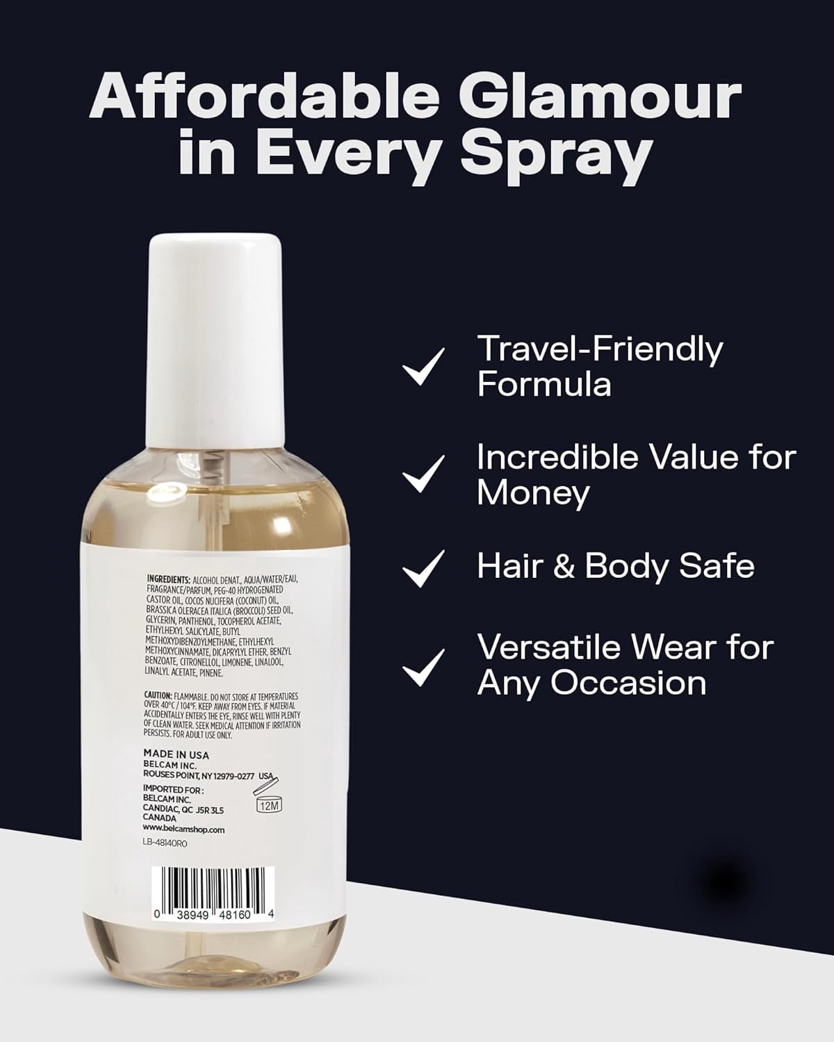ParfumsBelcam Kinda Sugary & Flirty Hair & Body Mist for Women, 8.6 fl oz
