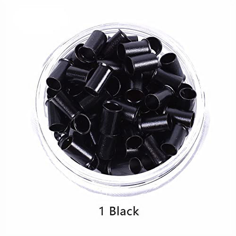 NOEYUN 1000pcs 3.4x3.0x6.0mm Copper Tubes Micro Rings Links Beads for Stick  I tip Hair Extensions (1#BLACK)