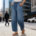 thumbnail image 3 of Tsesme Women’s Wide Leg Jeans, Elastic Waist Drawstring Loose Denim Trousers, Relaxed Fits Pants with Pockets, 3 of 10