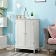 thumbnail image 2 of Gymax Bathroom Floor Storage Cabinet Double Door Kitchen Cupboard Shoe Cabinet White, 2 of 7