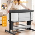 thumbnail image 3 of COFUNOK Baby Bassinet,Baby Bassinets Bedside Sleeper With 360° Swivel Wheels,Bedside Bassinet for Newborns,7 Adjustable Height,Full-Mesh Sides,Large Storage Basket-Dark gray, 3 of 6