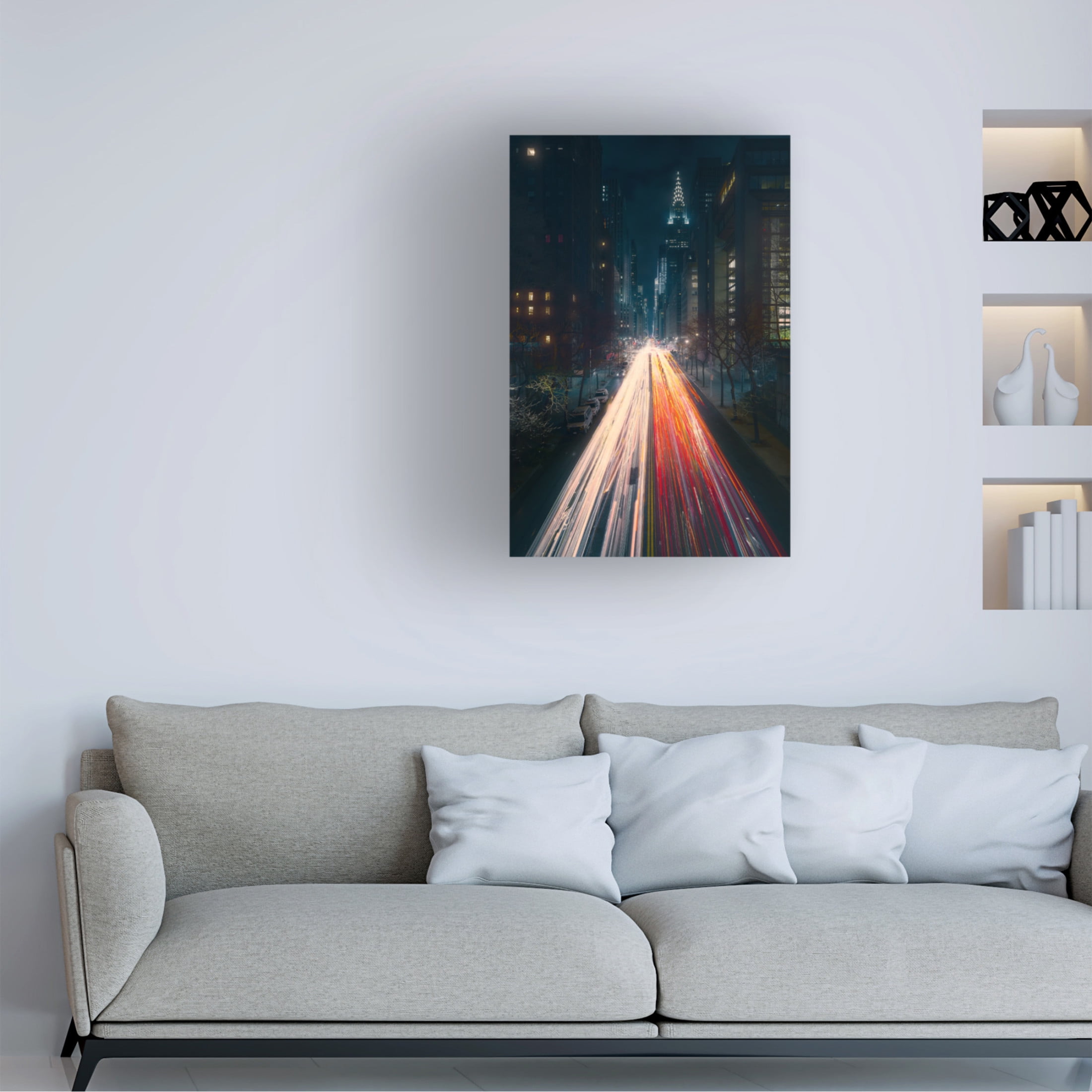 Canvas Wall Art - Javier De La 'Tudor City Bridge' Wall Art for Living Room, Bedroom, or Office Décor by Trademark Fine Art - 22 x 32 Inches