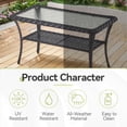 thumbnail image 3 of PARKWELL Outdoor Coffee Table with Glass Top and Storage Wicker Patio Table Outdoor Dining Table,Black, 3 of 6