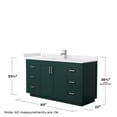 thumbnail image 5 of Wyndham Collection Miranda 60" Wood Single Bathroom Vanity in Nickel/Green, 5 of 6