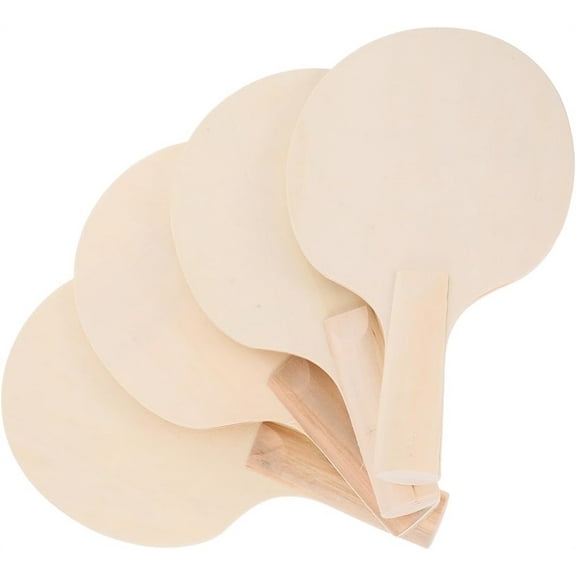 NOGIS 4pcs Wooden Table Tennis Paddles DIY Kit Unfinished Paddle Blanks Pong Rackets for Boys and Girls Adults Outdoor Indoor Pong Unpainted Crafting Toys