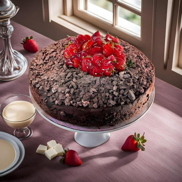 Andy Anand Deliciously Indulgent Sugar Free Chocolate Strawberry Cake 9" - The Best Classic Baked Good with Irresistible Taste - 2.5 lbs