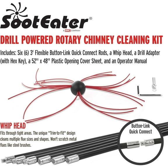 SootEater Rotary Chimney Cleaning System -  RCH205-B Chimney Sweep Kit