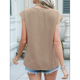 thumbnail image 5 of Blusas de Mujer con Mangas , Texturizadas, Elegantes e Informales, con Cuello en V, para el Trabajo y el Verano. Caqui Oscuro XL, 5 of 8