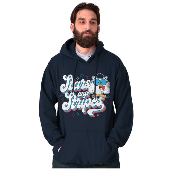 Tootsie Owl USA Stars and Stripes Unisex Plus Size Hoodie Brisco Brands 3X
