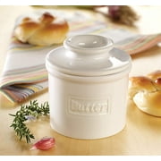 Butter Bell® Crock – Café Retro Glossy White Ceramic Butter Holder with Lid, Keeper for Spreadable Butter