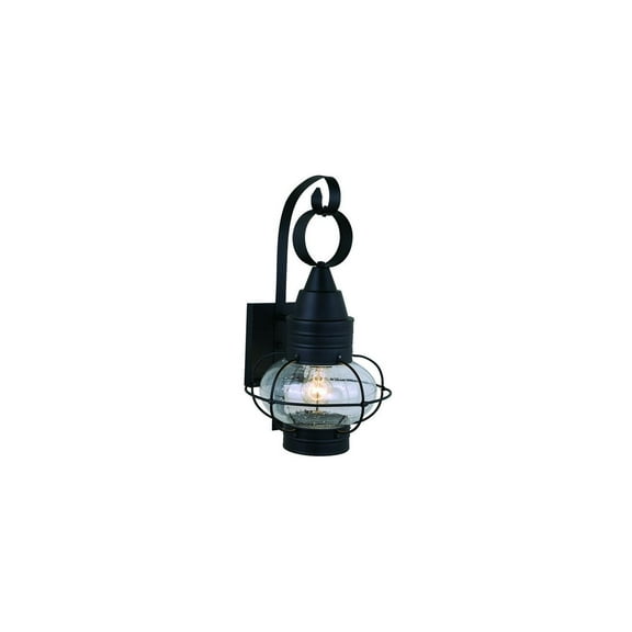 Lantern Outdoor Wall Light - Seaside Style Black Steel, Clear Glass, 1-Light, Weatherproof