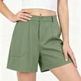 thumbnail image 4 of hoksml Women's Chino Shorts - Mid Rise Button Closure with Large Pockets, Casual Everyday Shorts, 4 of 6
