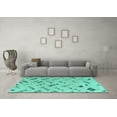 thumbnail image 3 of Ahgly Company Machine Washable Indoor Round Abstract Turquoise Blue Modern Area Rugs, 8' Round, 3 of 4