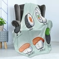 thumbnail image 4 of Wasabi Soft Flannel Fleece Throw Blanket, Funny Cartoon of Happy Sushi Characters Japanese Traditional Cuisine, Cozy Plush for Indoor and Outdoor Use, 50" x 60", Multicolor, by Ambesonne, 4 of 5