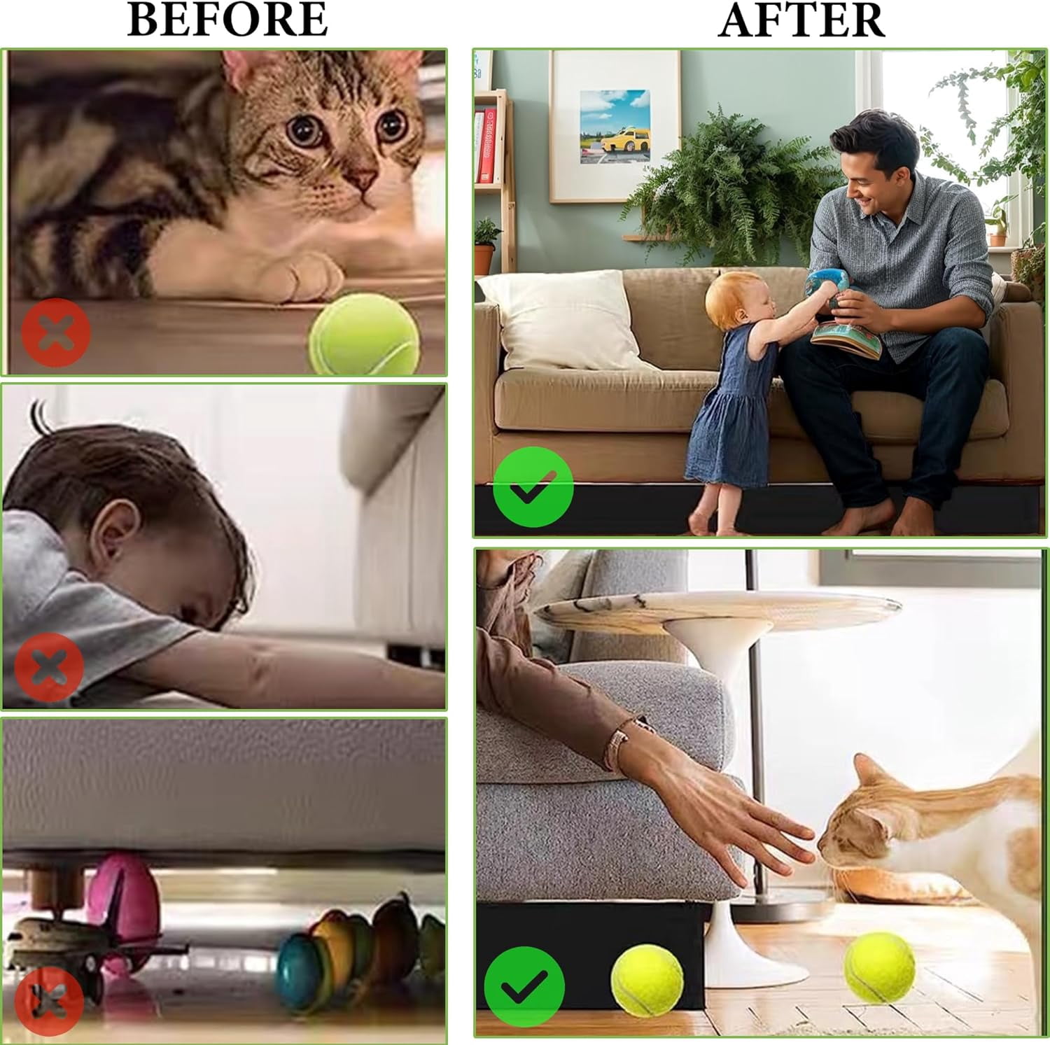 Under Couch Blocker for Pets and Kids Toy Black 3.94 in x 9.84 ft