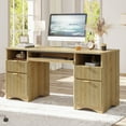 thumbnail image 2 of Bestier 59" Computer Home Office PC Desk with Keyboard Tray and Storage Drawers, Natual Oak, 2 of 8