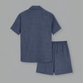 thumbnail image 4 of Men's Summer Beach Outfits 2 Piece Short Sleeve Button Down Shirts with Pocket and Shorts Vacation Sets for Men Blue, 4 of 9