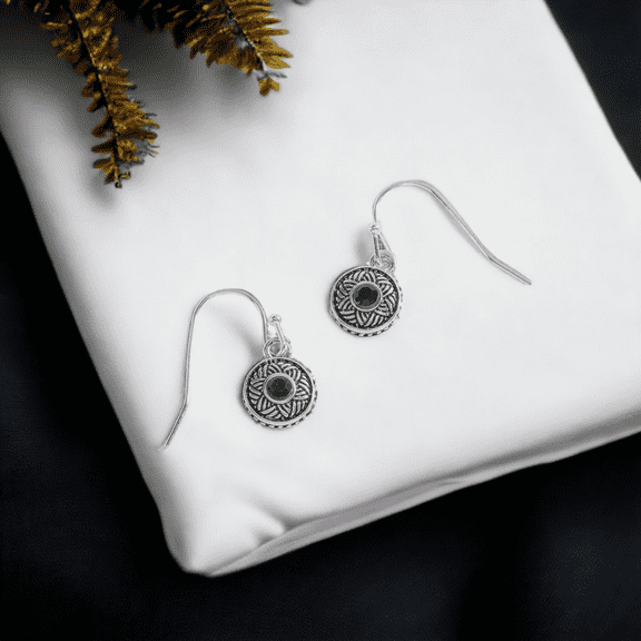 Women's Black Silver with Stone Drop Ear Sense Earrings by Howard's