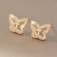 thumbnail image 1 of Pendientes sencillos con inicial A y un dulce encanto, pendientes de mariposa con circonitas con incrustaciones de cobre y pendientes explosivos, 1 of 6