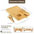 thumbnail image 6 of Kssiaz Couch Arm Table, Sofa Arm Tray with 360° Rotating Phone Holder & Cup Holder, Folding Anti-Slip Sofa Arm Table, Bamboo Couch Tray Clip on Side Table for Eating Snacks Phone Remote Cups, 6 of 8